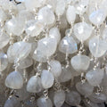 8mm Rainbow Moonstone triangle Silver plated Chain by the foot 22pcs