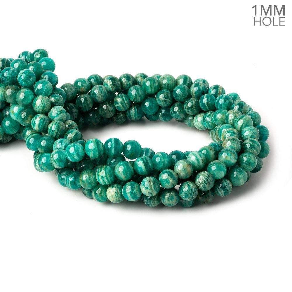 8mm Russian Amazonite plain round beads 16 inch 50 beads AA 1mm large hole