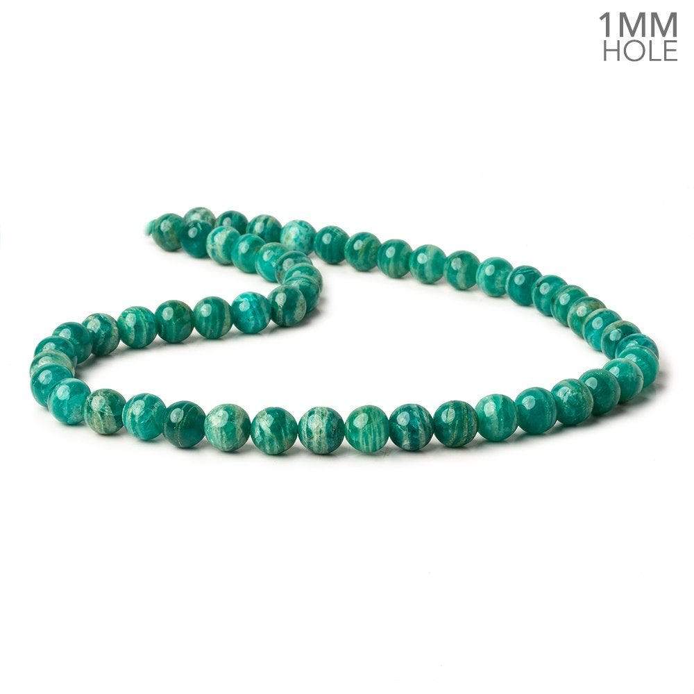 8mm Russian Amazonite plain round beads 16 inch 50 beads AA 1mm large hole