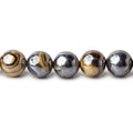 8mm Schalenblende plain rounds 8.25 inch 26 beads AA rare