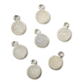 8mm Silver .925 Bezel Mystic Pearl White Drusy Coin Pendant 1 piece