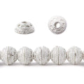 8mm Silver Plated Copper Bead Cap Concentric Miligrain 7.5 inch 56 pieces