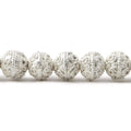 8mm Silver Plated Copper Round Bead Miligrain Circles 8 inch 27 pieces