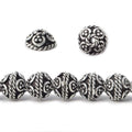 8mm Silver plated Copper Round Bead Miligrain Twist Rope 8 inch 52 pieces