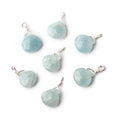 8mm Silver Wire Wrapped Aquamarine Faceted Heart 1 Focal Pendant