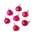 8mm Silver Wire Wrapped Berry Pink Chalcedony Faceted Heart 1 Focal Pendant