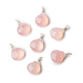 8mm Silver Wire Wrapped Blush Pink Chalcedony Faceted Heart 1 Focal Pendant