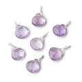 8mm Silver Wire Wrapped Pink Amethyst Faceted Heart 1 Focal Pendant