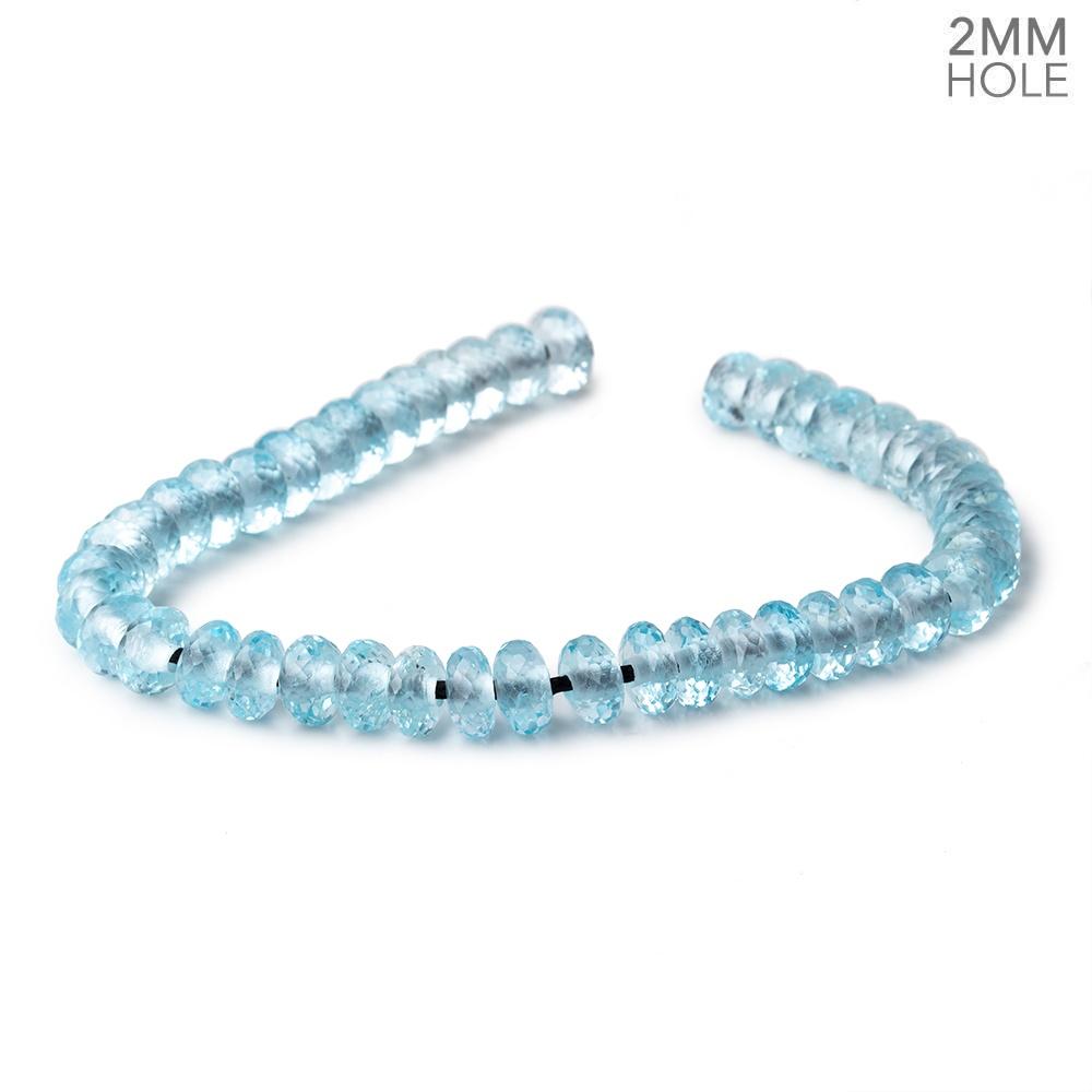 8mm Sky Blue Topaz 2mm Large Hole Faceted Rondelles 8 inch 44 Beads AA