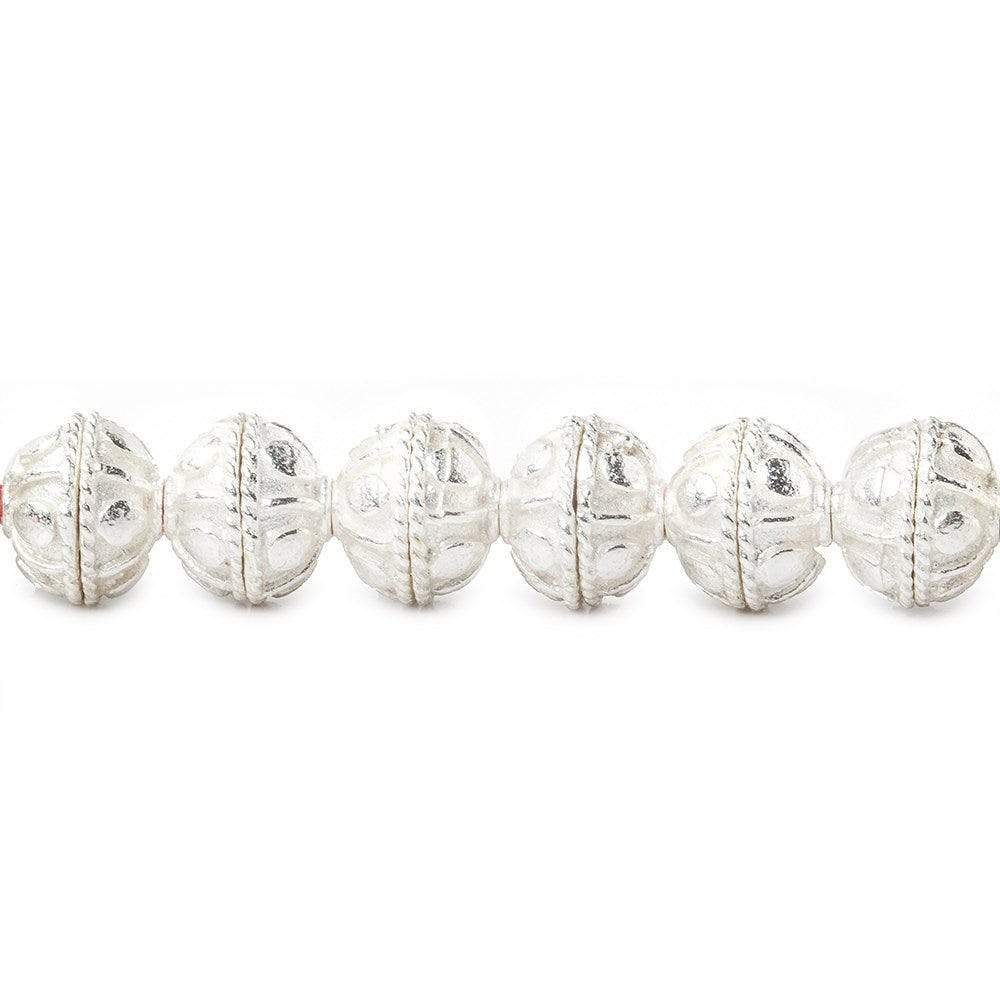 8mm Sterling Silver plated Copper Bead Cap Bali Design 8 inch 58 beads