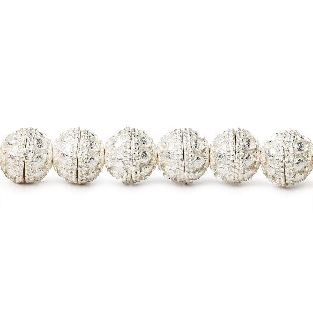8mm Sterling Silver plated Copper Bead Cap Round Dots 8 inch 54 beads