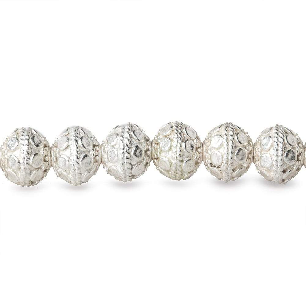 8mm Sterling Silver plated Copper Bead Round Dot Design 8 inch 28 pcs