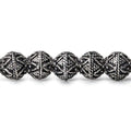 8mm Sterling Silver plated Copper Bead Round Miligrain Triangle Design 8 inch 28 pcs