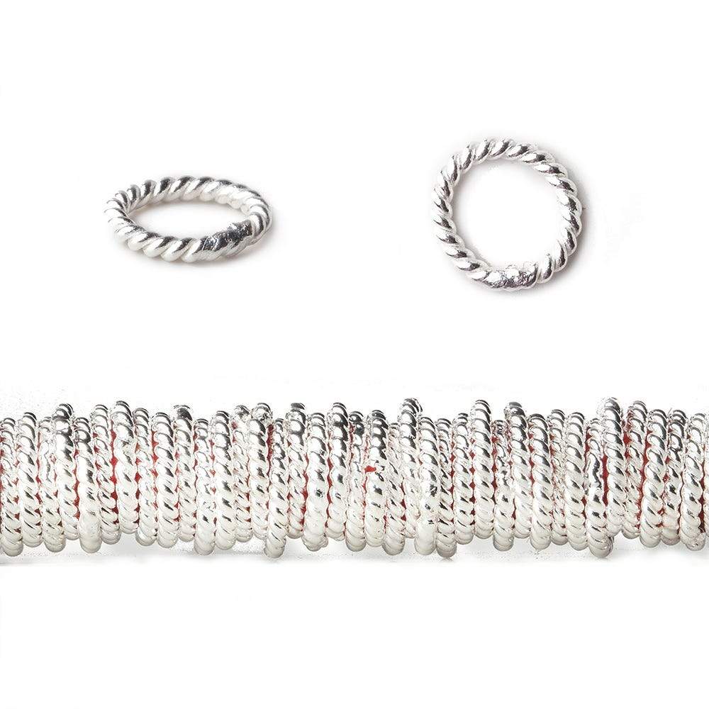 8mm Sterling Silver Plated Copper Twisted Jumpring 8 inch 42 beads