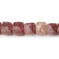 8mm Strawberry Quartz Faceted Cube Beads 8 inch 28 pieces
