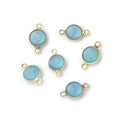 8mm Vermeil Bezel Blue Chalcedony Faceted Coin Connector 1 Focal piece