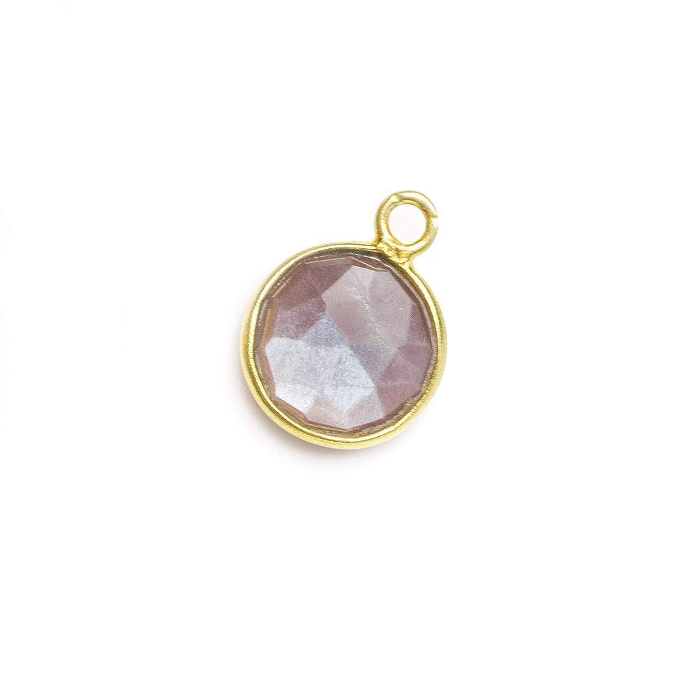8mm Vermeil Bezel Grey Brown Moonstone faceteed coin Pendant 1 piece