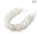 8mm White Moonstone 2mm Large Hole Faceted Cube Beads Set of 10