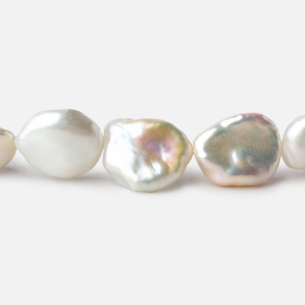8x10-12x14mm Rose' White Keshi straight drilled Freshwater Pearls 16 inch 32 pieces AAA
