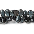 8x5-11x7mm Black Moss Aquamarine Faceted Pear Beads 8 inch 68 pieces AA