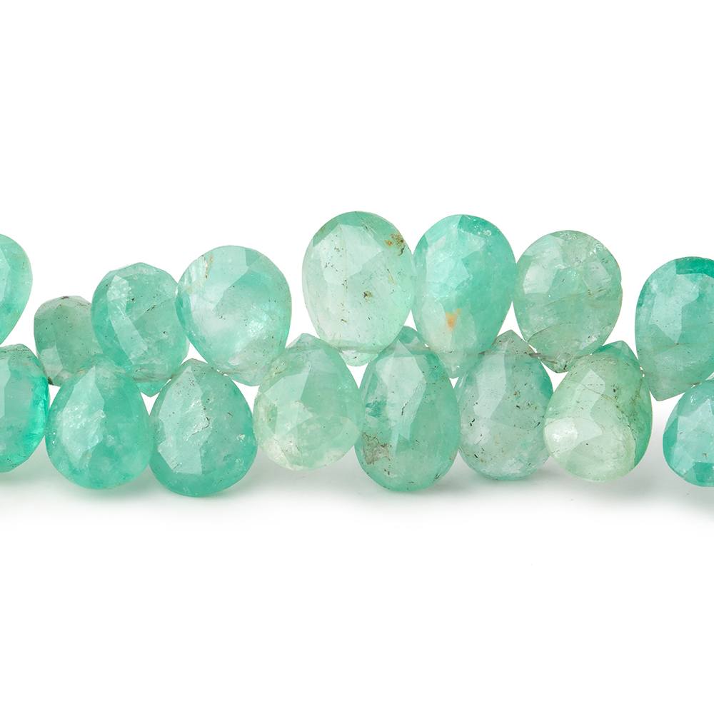 8x6-11x7mm Emerald Faceted Pear Beads 7.75 inch 56 pieces