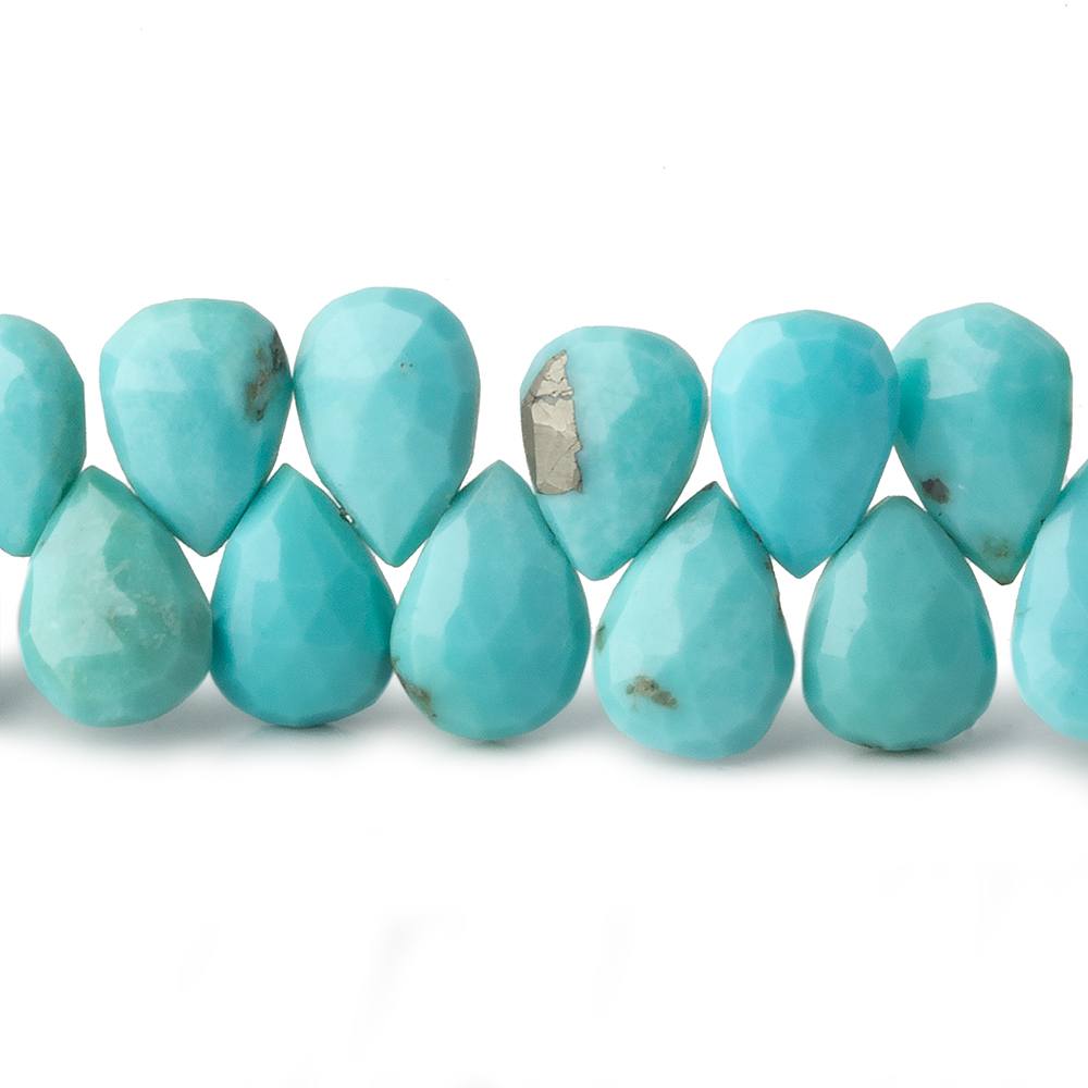 8x6-11x7mm Sleeping Beauty Turquoise Faceted Pear Beads 8 inch 50 pieces