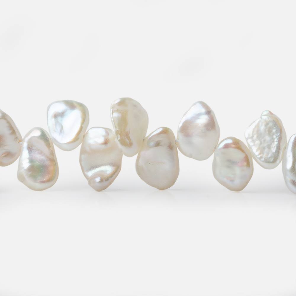 8x6-11x7mm White Top Drilled Keshi Freshwater Pearls 16 inch 77 pieces A