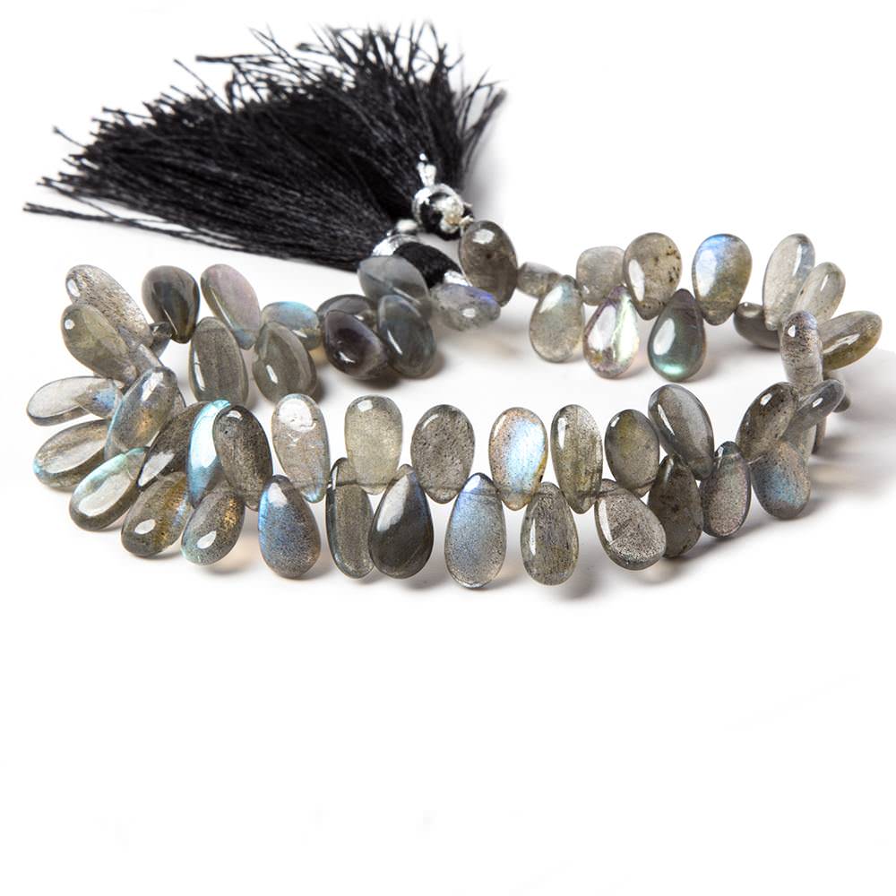 8x6-12x6mm Labradorite Beads Plain Pear 8 inch 51 pieces