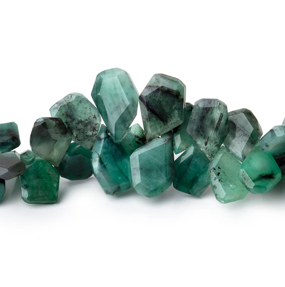 8x6-12x9mm Brazilian Emerald Faceted Freeform Beads 6.5 inch 64 pieces