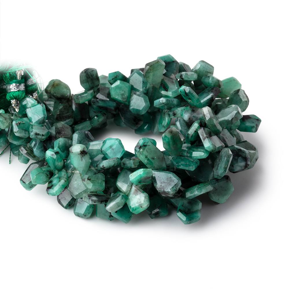 8x6-12x9mm Brazilian Emerald Faceted Freeform Beads 6.5 inch 64 pieces