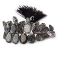 8x6-13x10mm Black Tourmalinated Quartz Bezel Faceted Oval Beads 6.5 inch 37 pcs