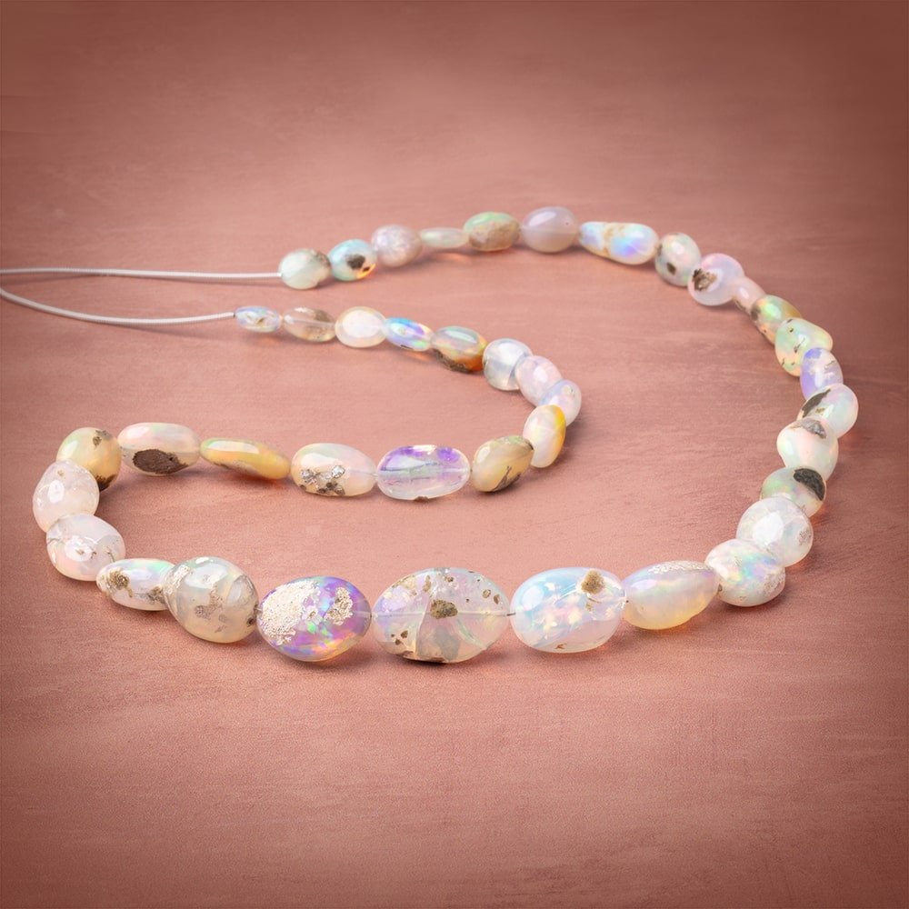 8x6-20x14mm Ethiopian Opal Plain Nugget Beads 20 inch 40 pieces AA