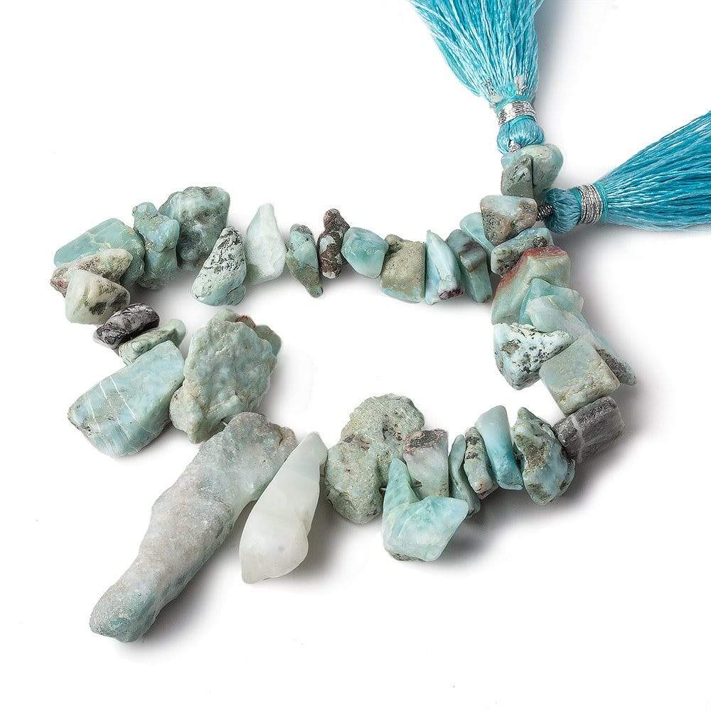 8x6-40x8mm Larimar top drilled Natural Crystal Chip beads 7.5 inch 35 beads