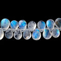 8x6-9x7mm Rainbow Moonstone Plain Pear Beads 8 inch 60 pieces AAA
