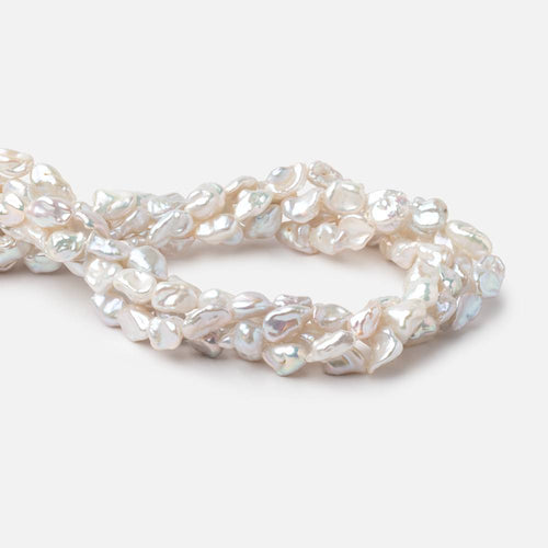 8x6.5-10x7mm Off White Keshi Straight Drilled Freshwater Pearl 16 inch 45 Beads