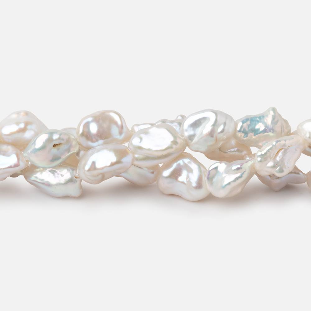 8x6.5-10x7mm Off White Keshi Straight Drilled Freshwater Pearl 16 inch 45 Beads