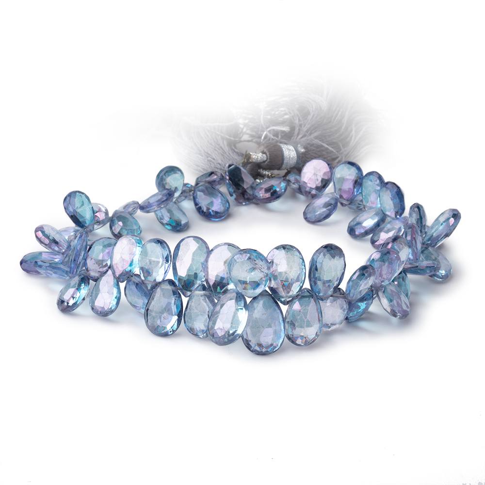 8x6.5-12x8mm Mystic Blue Topaz Faceted Pear Beads 8 inch 60 pieces