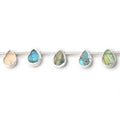 8x6mm Silver Leafed Labradorite Plain Pear Strand 20 Beads