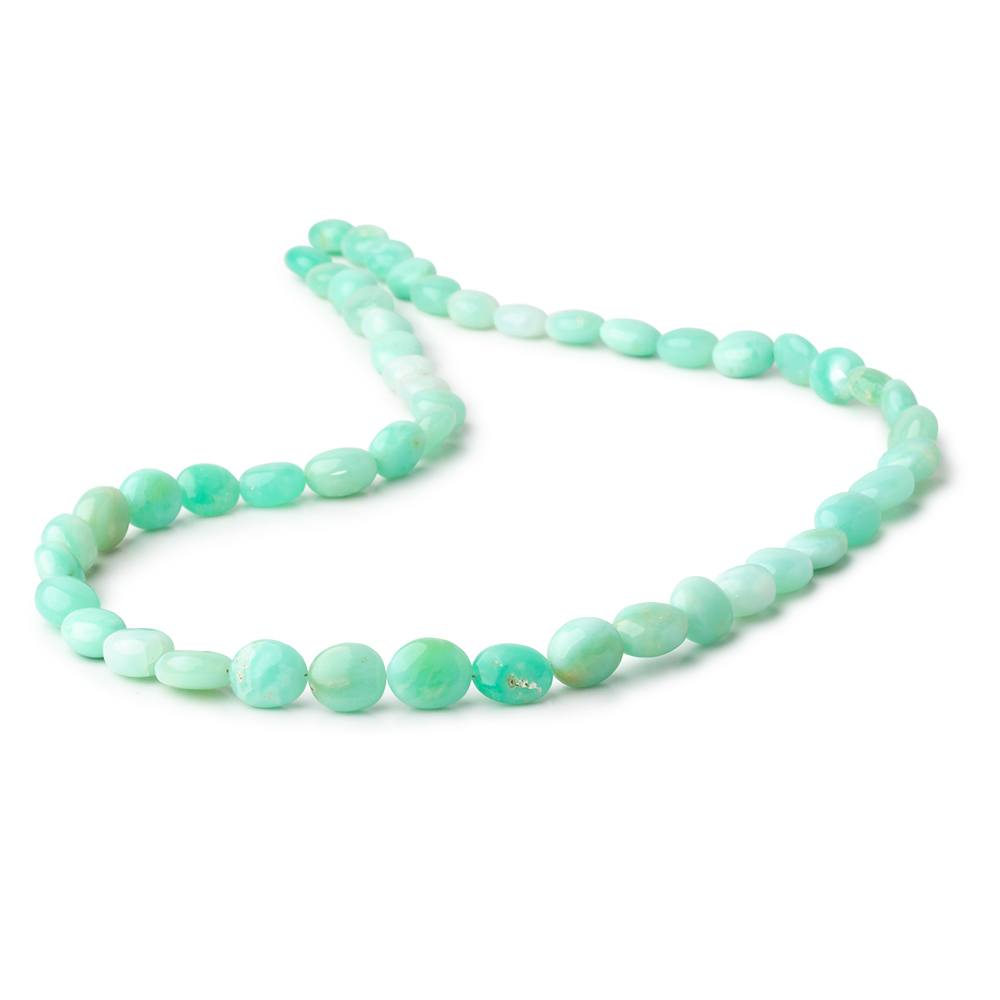 8x7-10x8mm Tanzanian Green Opal Plain Oval Beads 17.75 inch 48 pieces
