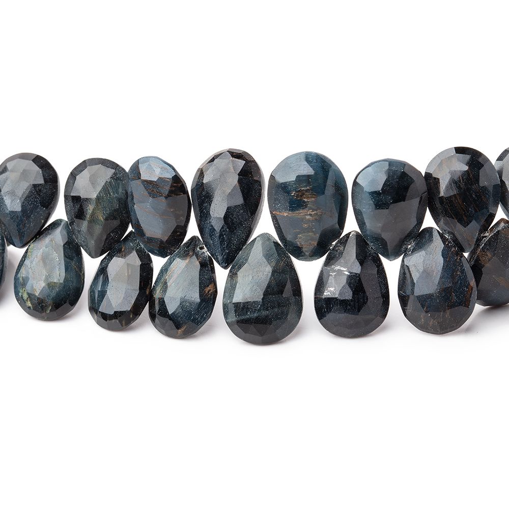 8x7-11x7mm Hawk's Eye Faceted Pear Beads 8 inch 54 pieces