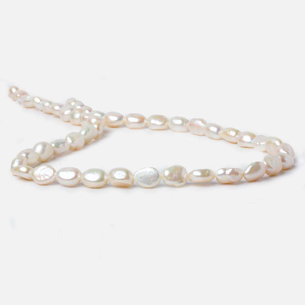 8x7-9x7mm Off White Straight Drilled Baroque Freshwater Pearls 16 inch 44 pcs