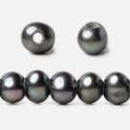 8x7-9x7mm Pistachio Peacock Off Round 2.5mm Large Hole Freshwater Pearl 55 pcs