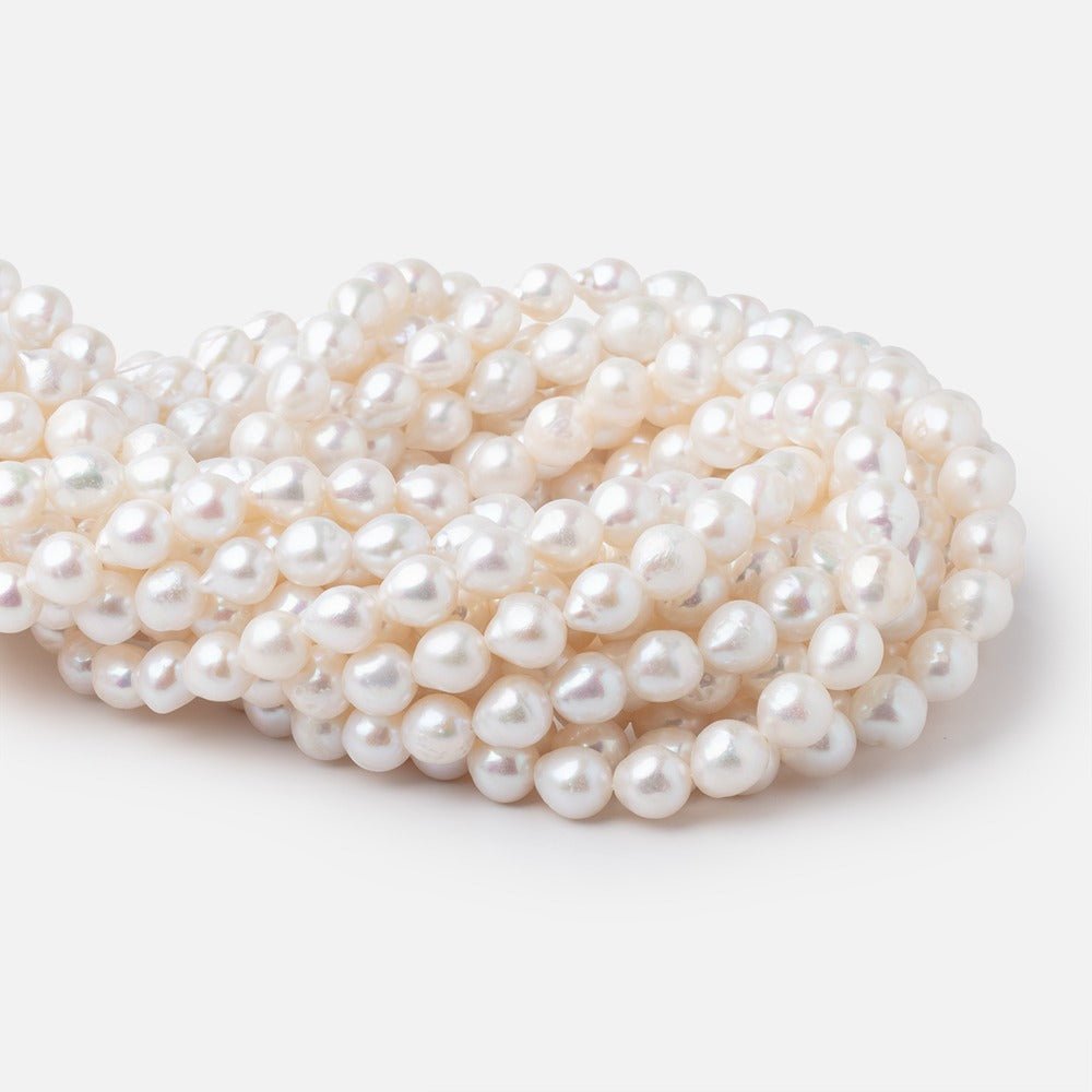 8x7-9x8mm Off White Petite Ultra Baroque Freshwater Pearls 15.5 inch 46 Beads AA