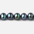 8x7mm Green Peacock Off Round Freshwater Pearls 15.5 inch 52 pieces