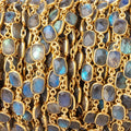 7x9mm Labradorite Faceted Rectangle Vermeil Bezeled Chain