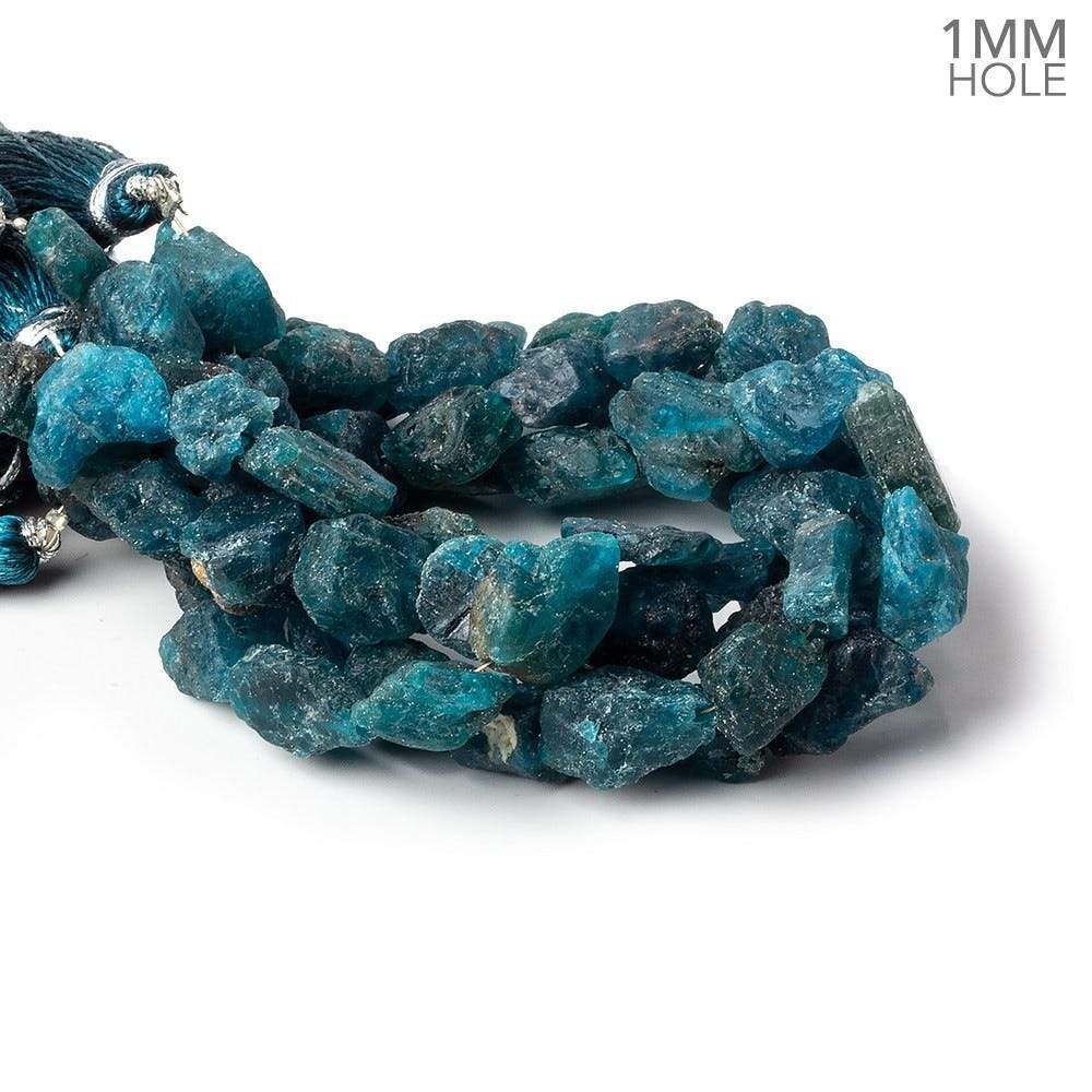 8x8-12x9mm Matte Neon Blue Apatite natural crystal nuggets 7.5 inch 18 beads