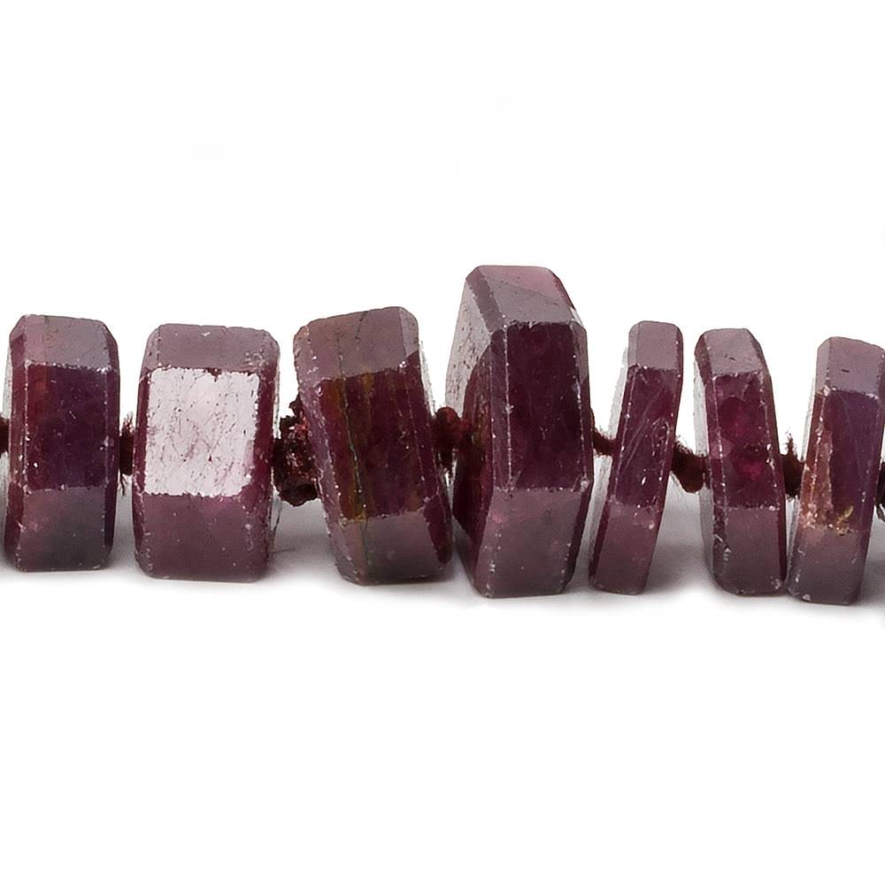 8x8-16x16mm Burmese Ruby Faceted Hexagon Center Drill Beads 20 inch 86 pieces AA