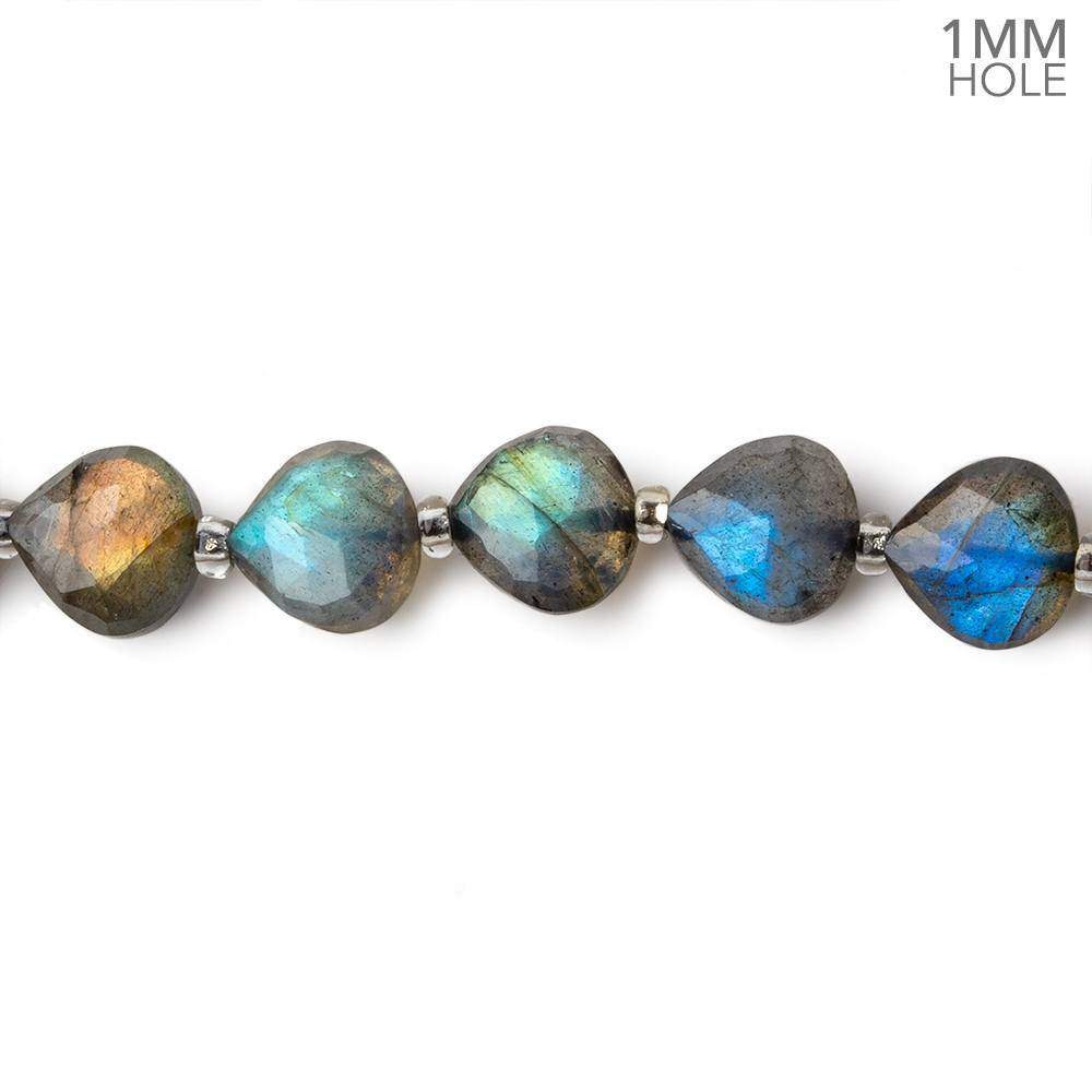 8x8mm Labradorite calibrated faceted hearts 16 inch 43 beads AAA 1mm Hole