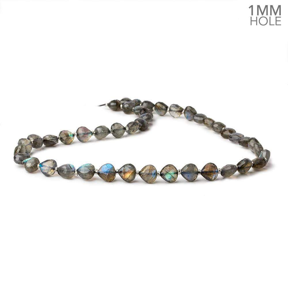 8x8mm Labradorite calibrated faceted hearts 16 inch 43 beads AAA 1mm Hole