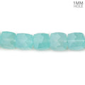 8x8mm Seafoam Blue Chalcedony faceted cubes 8 inch 25 large hole beads